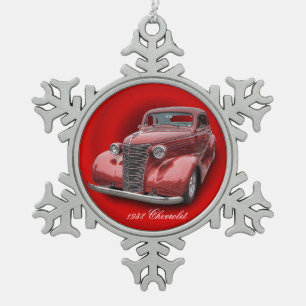 1938 CHEVROLET SNOWFLAKE PEWTER CHRISTMAS ORNAMENT