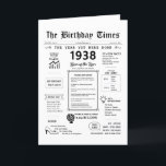 1938 The Year You Were Born Birthday Card<br><div class="desc">Journey through time with our captivating 1938 birthday card, brimming with historical details and significant milestones from bygone eras. Meticulously crafted for your loved one's special day, this unique voyage through the 1930s ensures their birthday will be etched into memory. Overflowing with trivia and glimpses of history, our birthday card...</div>