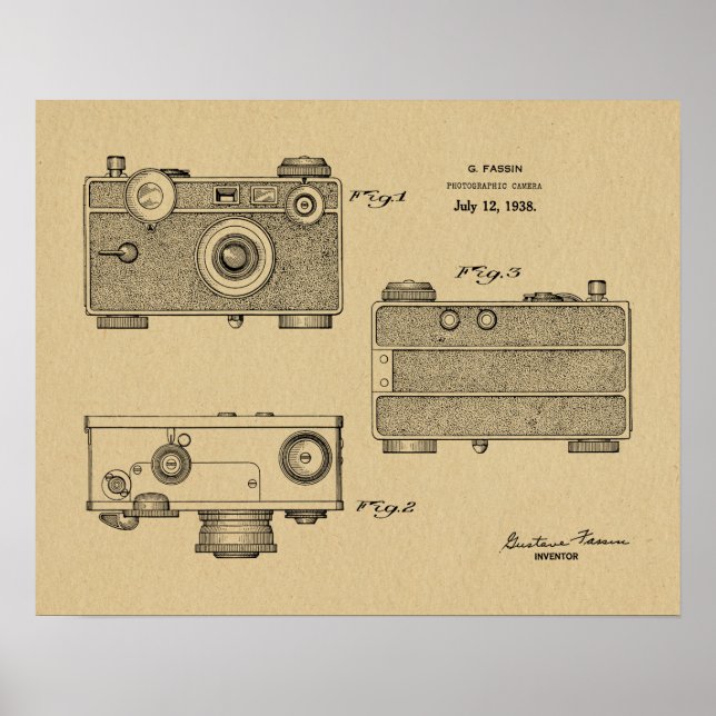 1938 Vintage Camera Patent Art Drawing Print (Front)