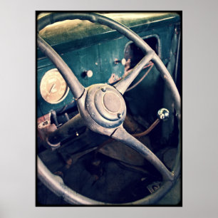 1939 Antique Classic Car Dashboard Poster