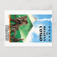1939 Belgian Congo Elephants Travel Poster