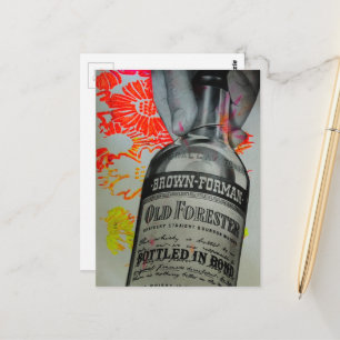 1939 Bottled in Bond Whisky Mixed Media Collage Postcard