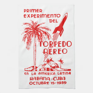 1939 Cuban Rocket Mail Tea Towel