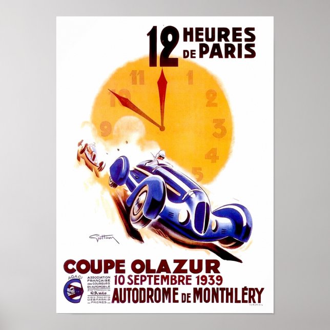 1939 Paris 12 hour vintage racing  Poster (Front)