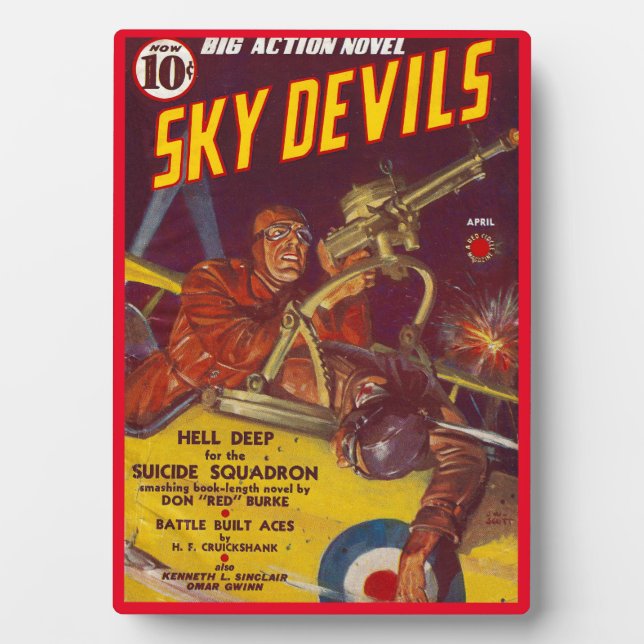 1939 SKY DEVILS PULP MAGAZINE COVER PLAQUE (Front)