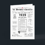 1939 The Year You Were Born Birthday Card<br><div class="desc">Step back in time with our 1939 birthday card! Bursting with exciting historical facts and moments from the past, this card is custom-made for your special day. It's like taking a personalised journey through the 1930s, and it's bound to leave a lasting impression. Inside, you'll find loads of fascinating trivia...</div>