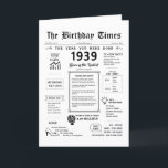 1939 The Year You Were Born Birthday Card<br><div class="desc">Journey through time with our captivating 1939 birthday card, brimming with historical details and significant milestones from bygone eras. Meticulously crafted for your loved one's special day, this unique voyage through the 1930s ensures their birthday will be etched into memory. Overflowing with trivia and glimpses of history, our birthday card...</div>