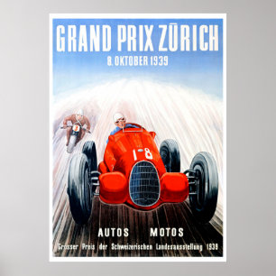 1939 Zurich Grand Prix Racing Poster