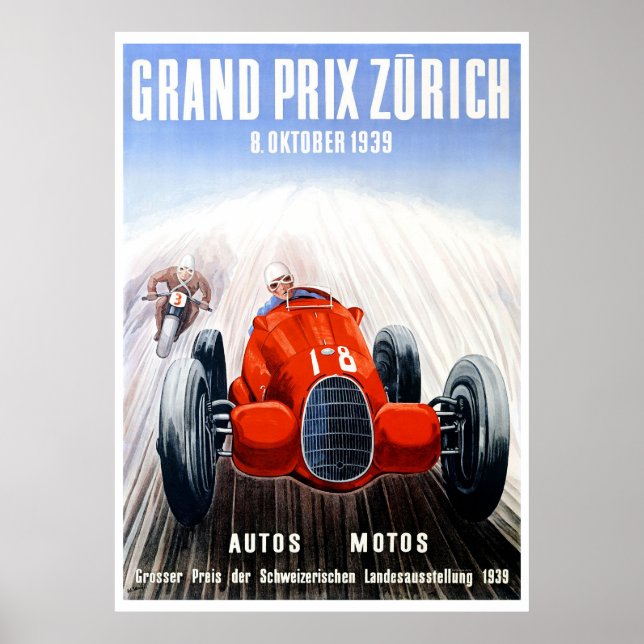 1939 Zurich Grand Prix Racing Poster (Front)
