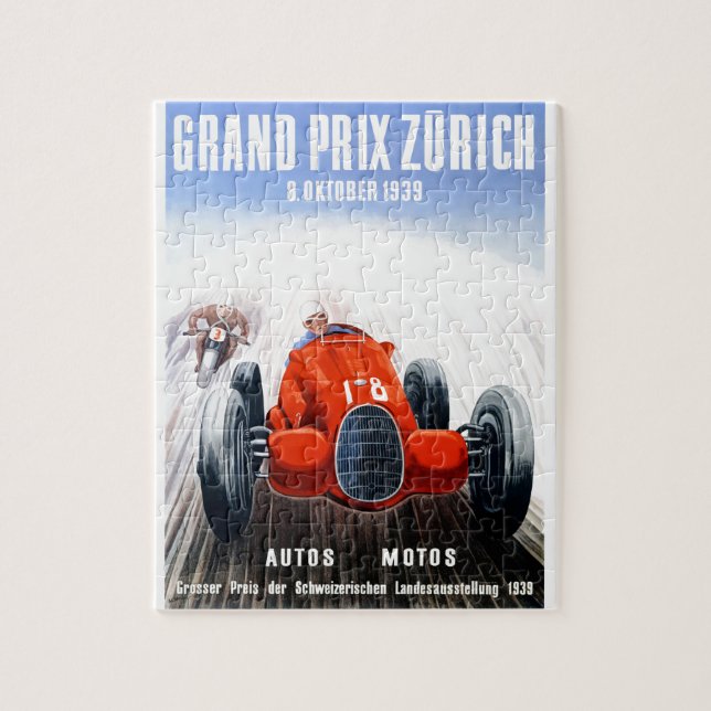 1939 Zurich Grand Prix Racing Poster Jigsaw Puzzle (Vertical)