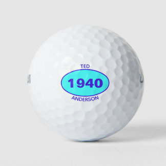 1940 Editable 80th Birthday Blue Personalised Golf Balls