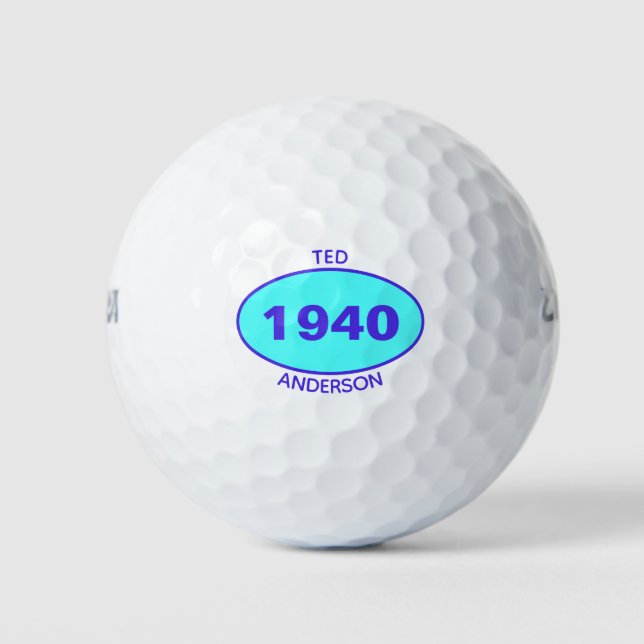 1940 Editable 80th Birthday Blue Personalised Golf Balls (Front)