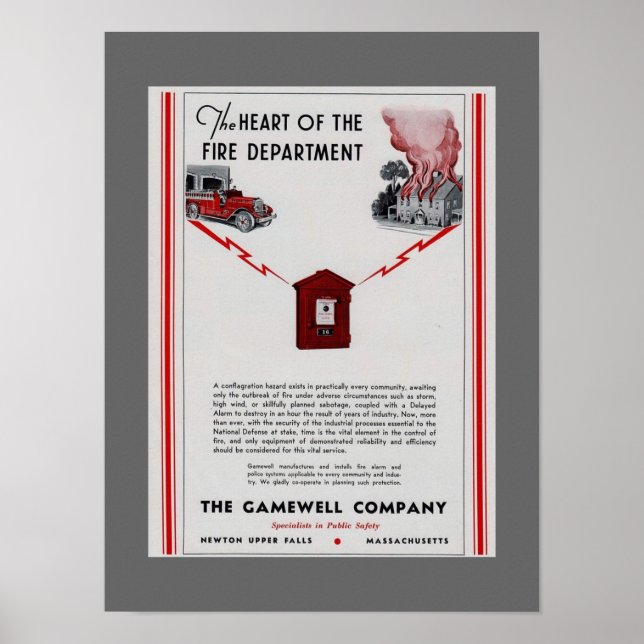 1940 Gamewell Fire Box advertisement Poster (Front)