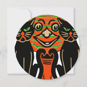 1940 Vintage Halloween Black Cats Card