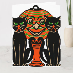 1940 Vintage Halloween Black Cats Card