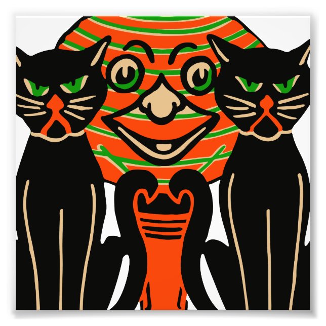1940 Vintage Halloween Black Cats Photo Print (Front)
