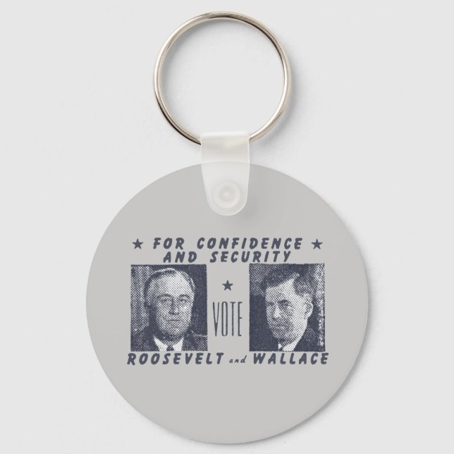 1940 Vote Roosevelt + Wallace, grey Key Ring (Front)