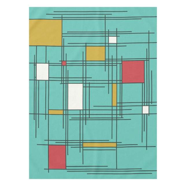 1940s Abstract Art Lines Tablecloth (Front)