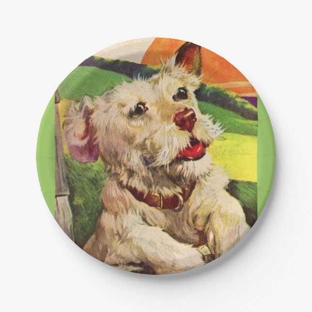 1940s adorable terrier dog paper plate (Front)