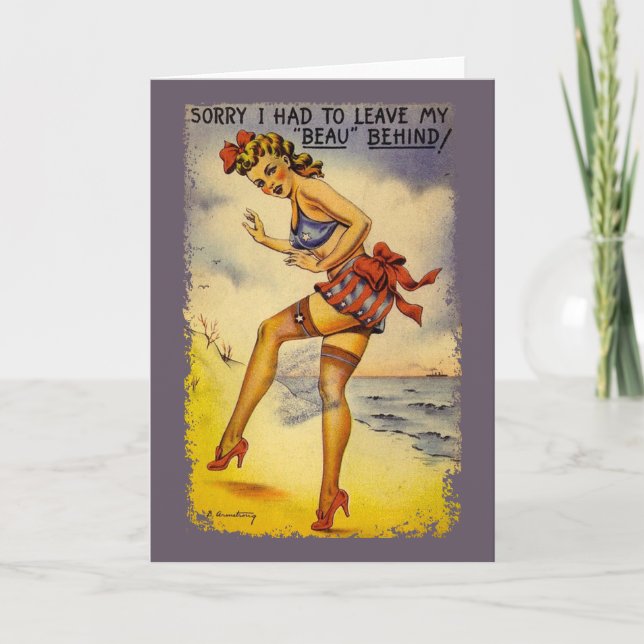 1940s Bathing Beauty Funny Greeting Card (Front)