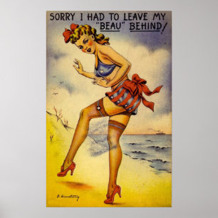 1940s Bathing Beauty Funny Poster