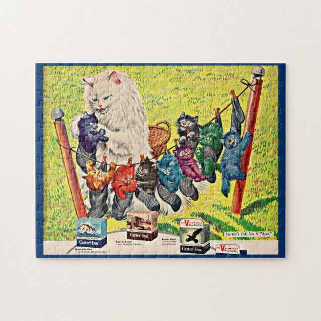 1940s Carter’s Ink ad mama cat and kittens Jigsaw Puzzle (Horizontal)