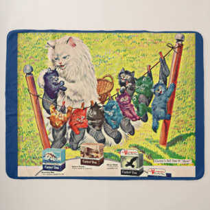 1940s Carter’s Ink ad mama cat and kittens Sherpa Blanket