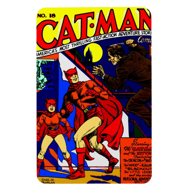 1940's Cat-Man Comics Magnet (Vertical)
