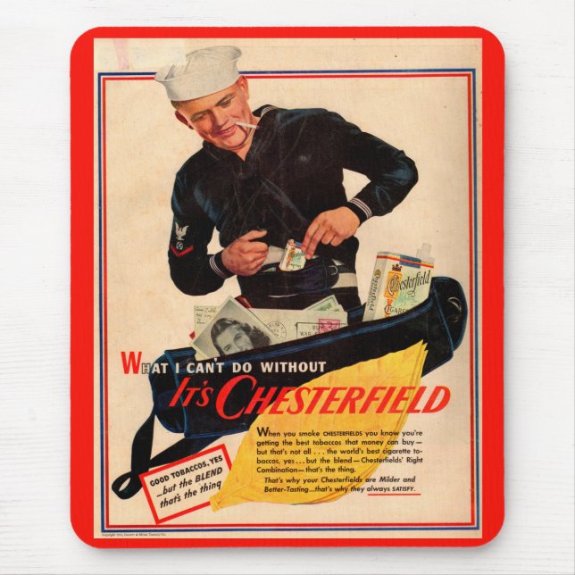1940s Chesterfield cigarettes ad with sailor Mouse Pad (Front)