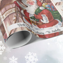 1940's Christmas Card Santa Personalise Child Name