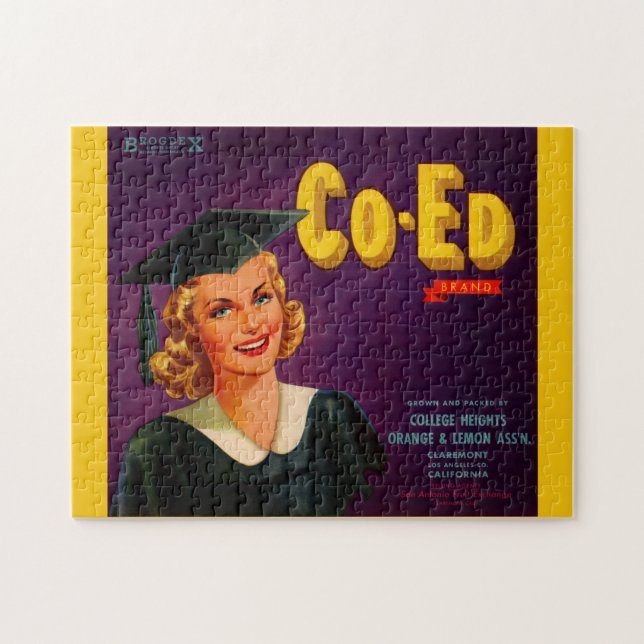 1940s Co-Ed Brand citrus crate label Jigsaw Puzzle (Horizontal)