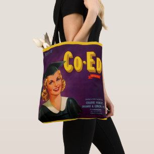 1940s Co-Ed Brand citrus crate label print Tote Bag