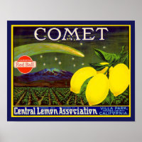 1940's Comet Lemon Fruit Crate Label