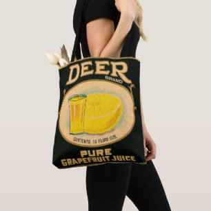 1940s Deer brand grapefruit juice label print Tote Bag