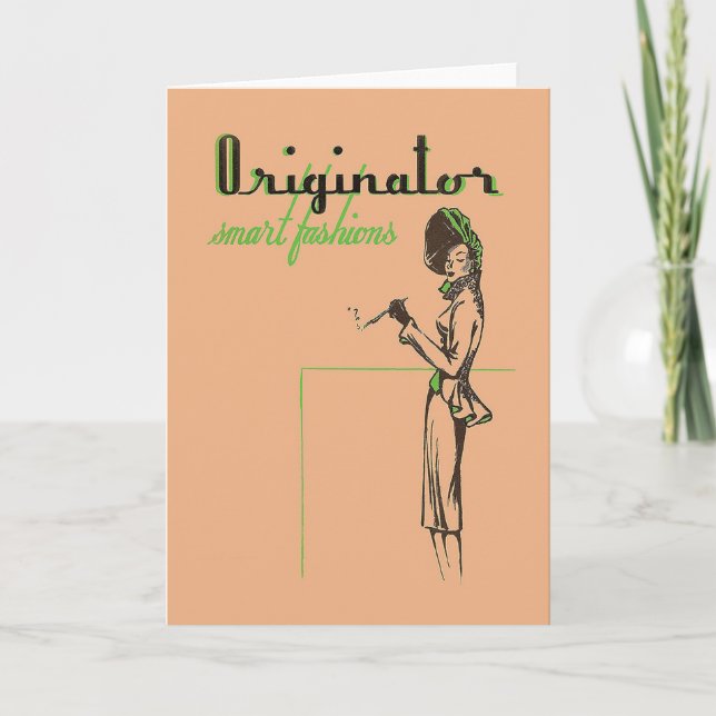 1940's Fashion Illustration Greeting or Note Card (Front)