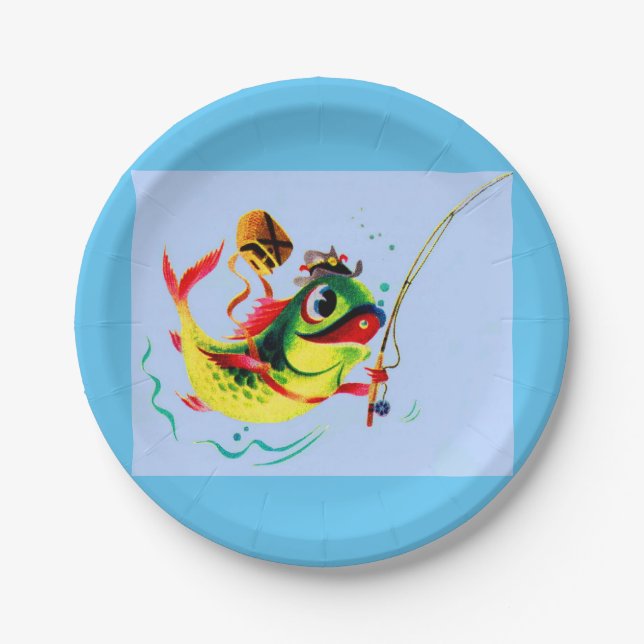 1940s fishing fish paper plate (Front)