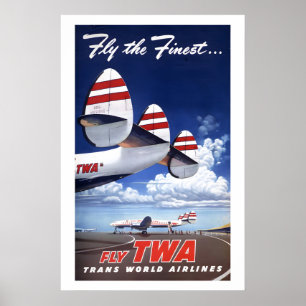 1940s Fly to the Caribbean Vintage Style Tropical Poster