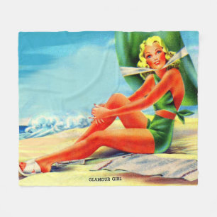 1940s glamour girl fleece blanket