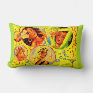 1940s glamour girls print lumbar cushion