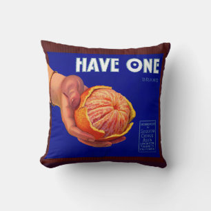 1940s Have One orange crate label print Cushion