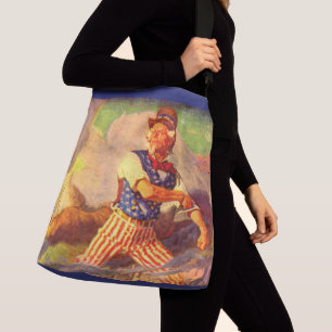 1940s heroic Uncle Sam rolls up his sleeve Crossbody Bag