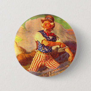 1940s heroic Uncle Sam rolls up his sleeves 6 Cm Round Badge