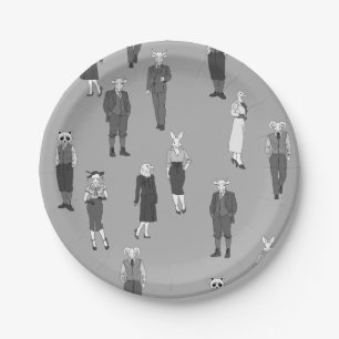1940s humanoid anthropomorphic animal people paper plate