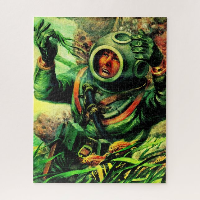 1940s illustration undersea diver jigsaw puzzle (Vertical)