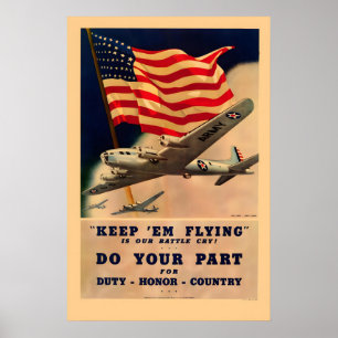 1940s Keep 'Em Flying! WWII Army Air Cor Poster