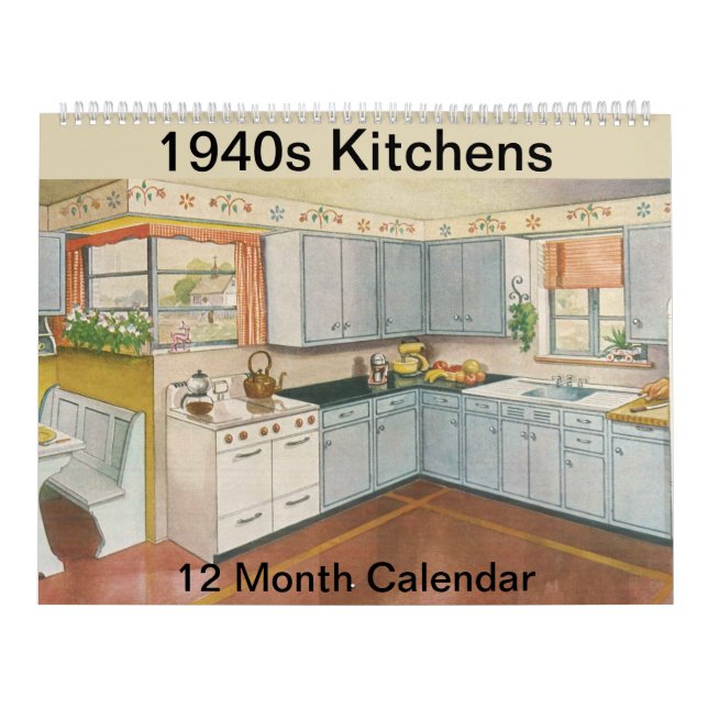 1940s Kitchen Vintage Farmhouse Decor 12 Month Calendar (Cover)