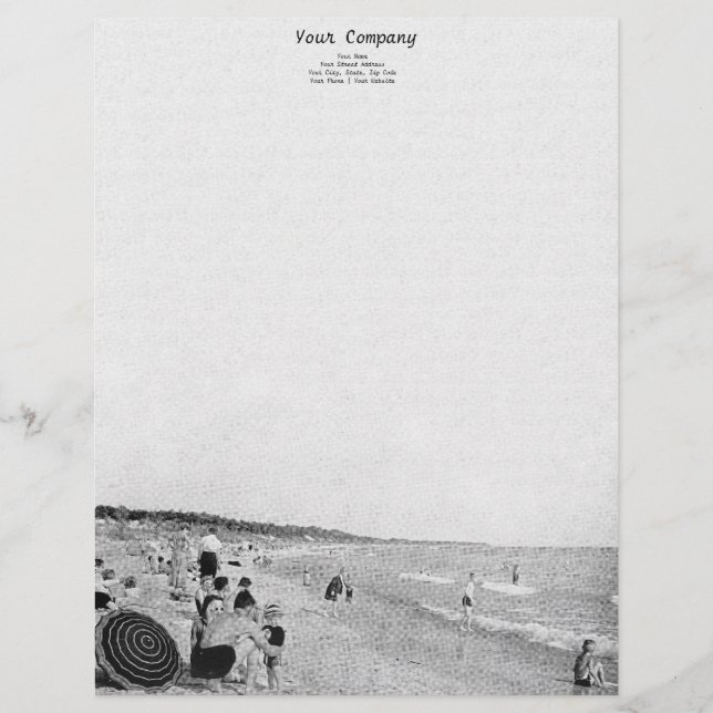 1940's Lake Michigan Beach Scene Custom Letterhead (Front)