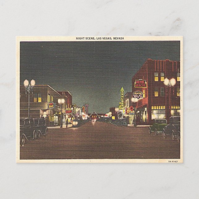 1940's Las Vegas Fremont St. Post Card Neon (Front)