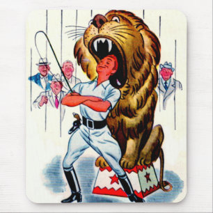 1940s lion tamer and lion mouse pad