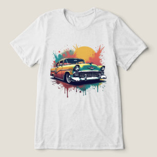 1940s Lowrider Classic Car Colourful Retro Art Tri-Blend Shirt